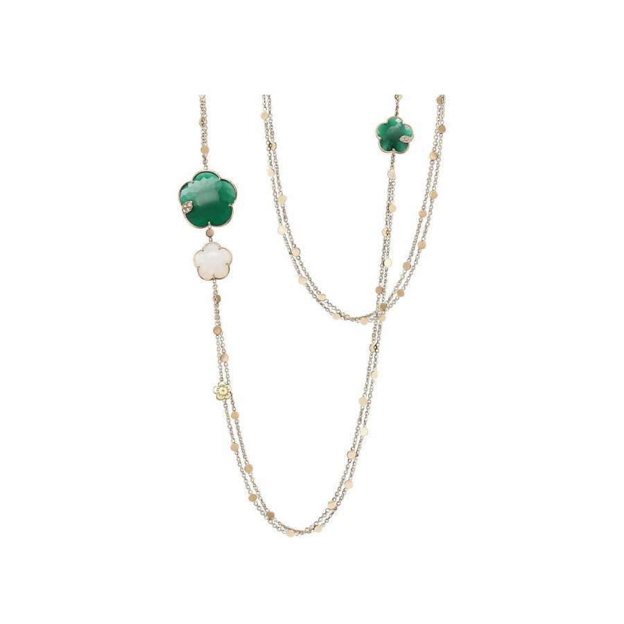 Collier Pasquale Bruni Ton Joli En Or Rose, Agates Vertes, Agates Blanches Et Diamants Blancs | Pasquale Bruni Clearance