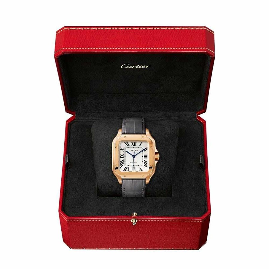 Montre Santos De Cartier Grand Mod Le, Mouvement Automatique, Or Rose, 2 Bracelets Cuir Interchangeables | Cartier Wholesale