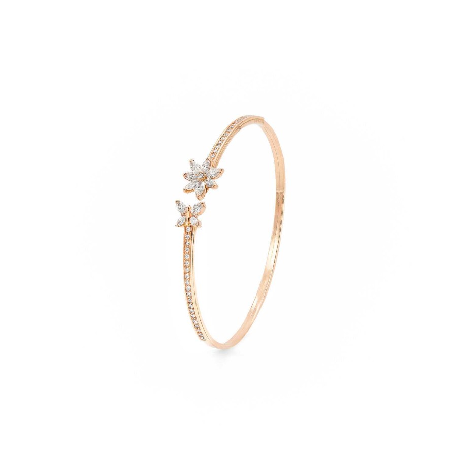 Bracelet An Mones & Papillons Diamants Taille Navette En Or Rose | Dubail Wholesale