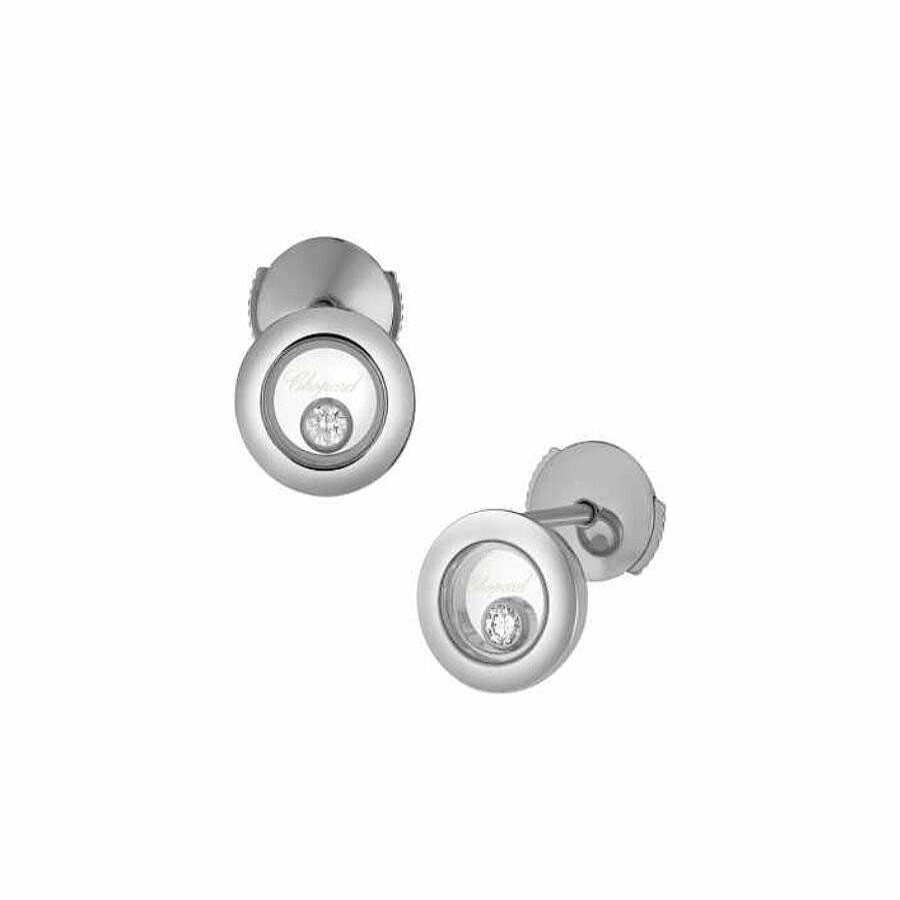 Boucles D'Oreilles Chopard Happy Diamonds Icons En Or Blanc Et Diamants | Chopard Best