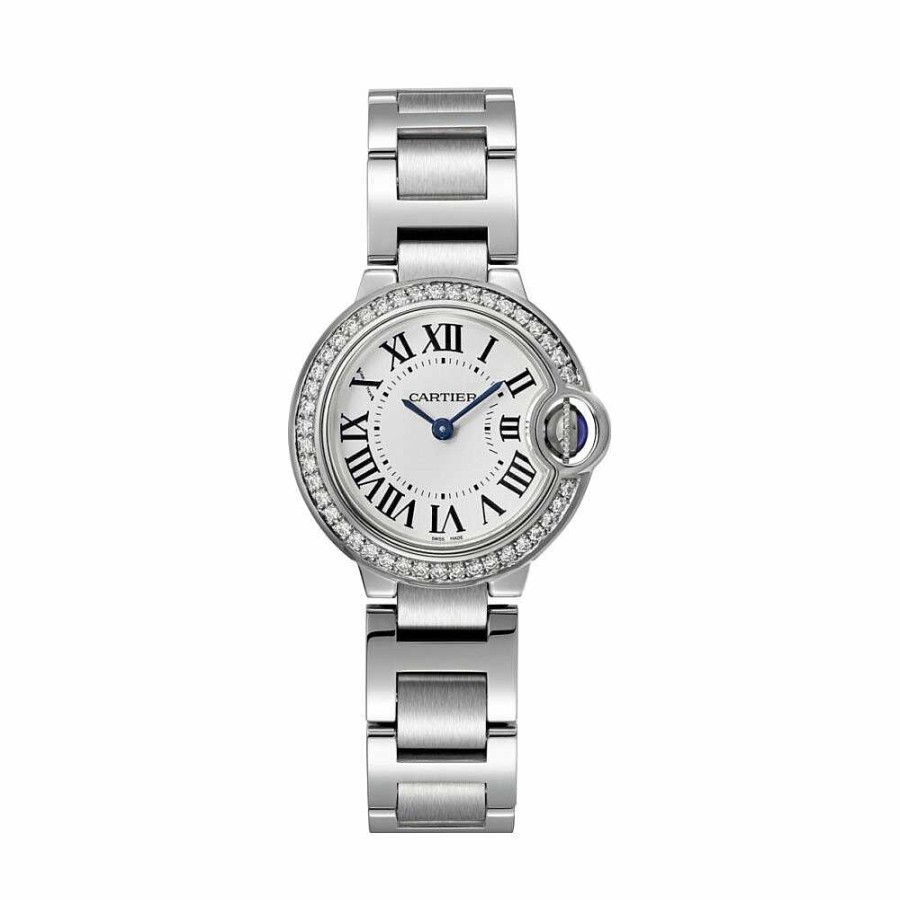 Montre Ballon Bleu De Cartier 28Mm, Mouvement Quartz, Acier, Diamants | Cartier Best