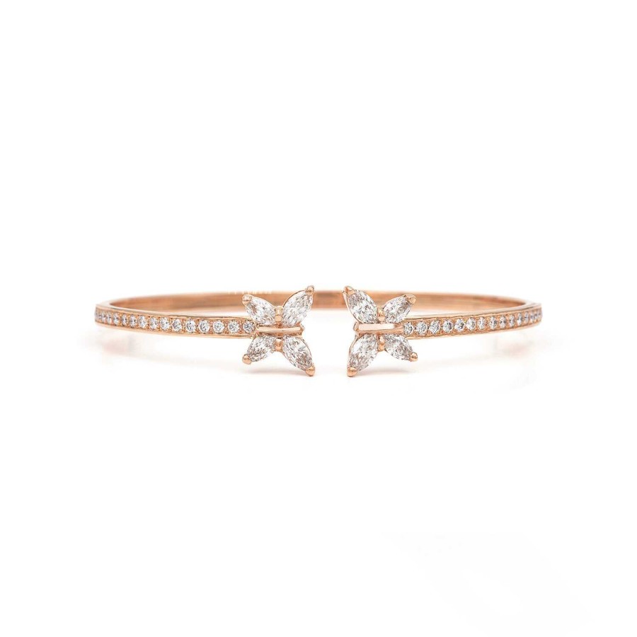 Bracelet Flex Papillons Navette En Or Rose | Dubail Hot