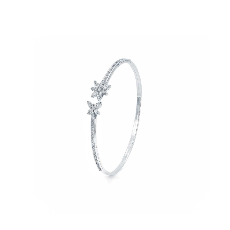 Bracelet An Mones & Papillons Diamants Taille Navette En Or Blanc | Dubail Wholesale