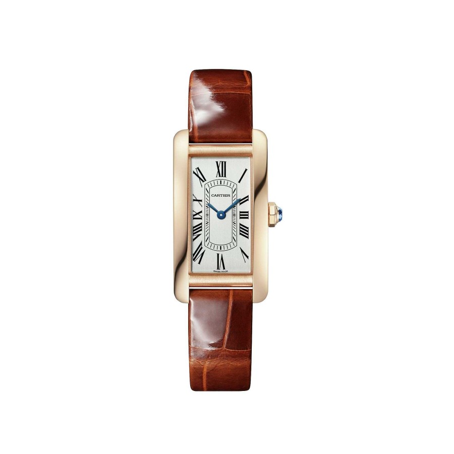 Montre Cartier Tank Am Ricaine Petit Mod Le, Mouvement Quartz, Or Rose, Cuir | Cartier Clearance