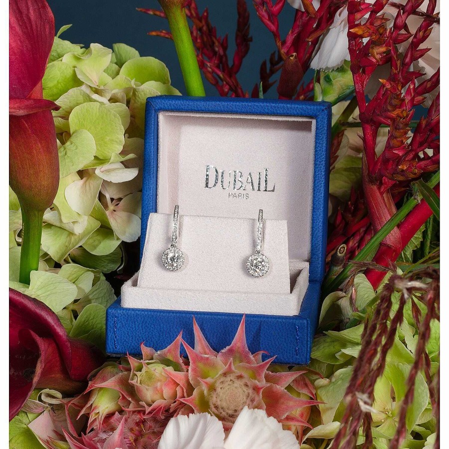 Boucles D'Oreilles Dormeuses Micropav Es Diamants En Or Blanc | Dubail Best