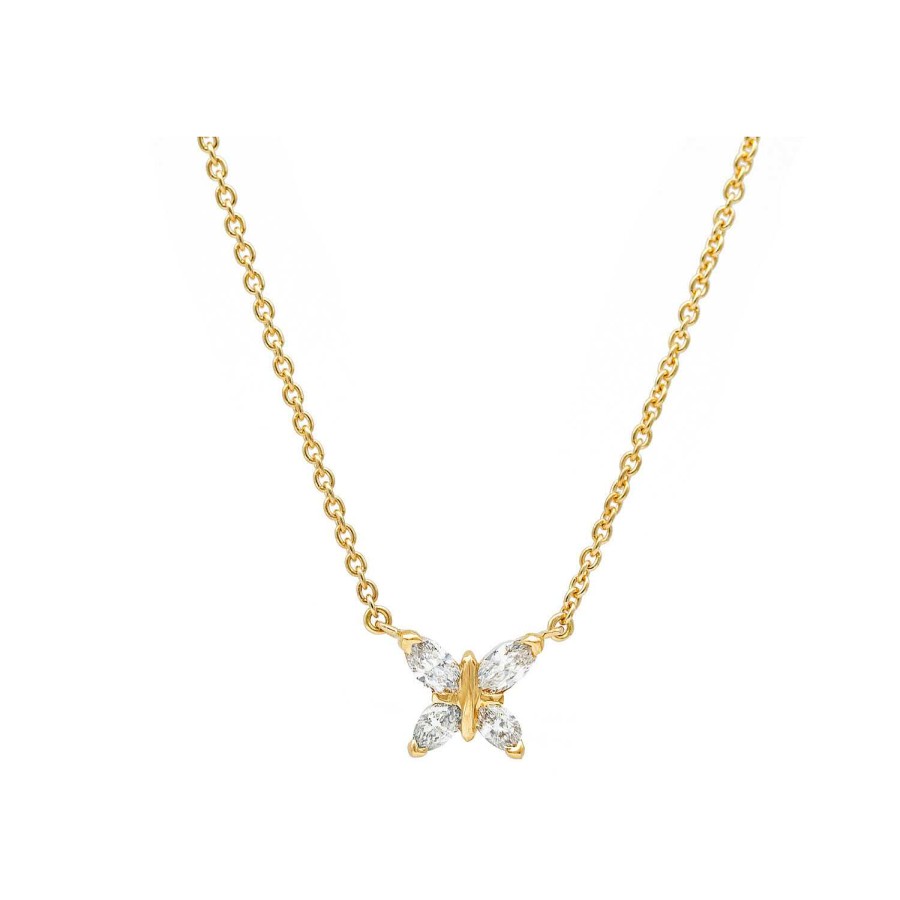 Pendentif Papillon Navette En Or Jaune | Dubail Wholesale