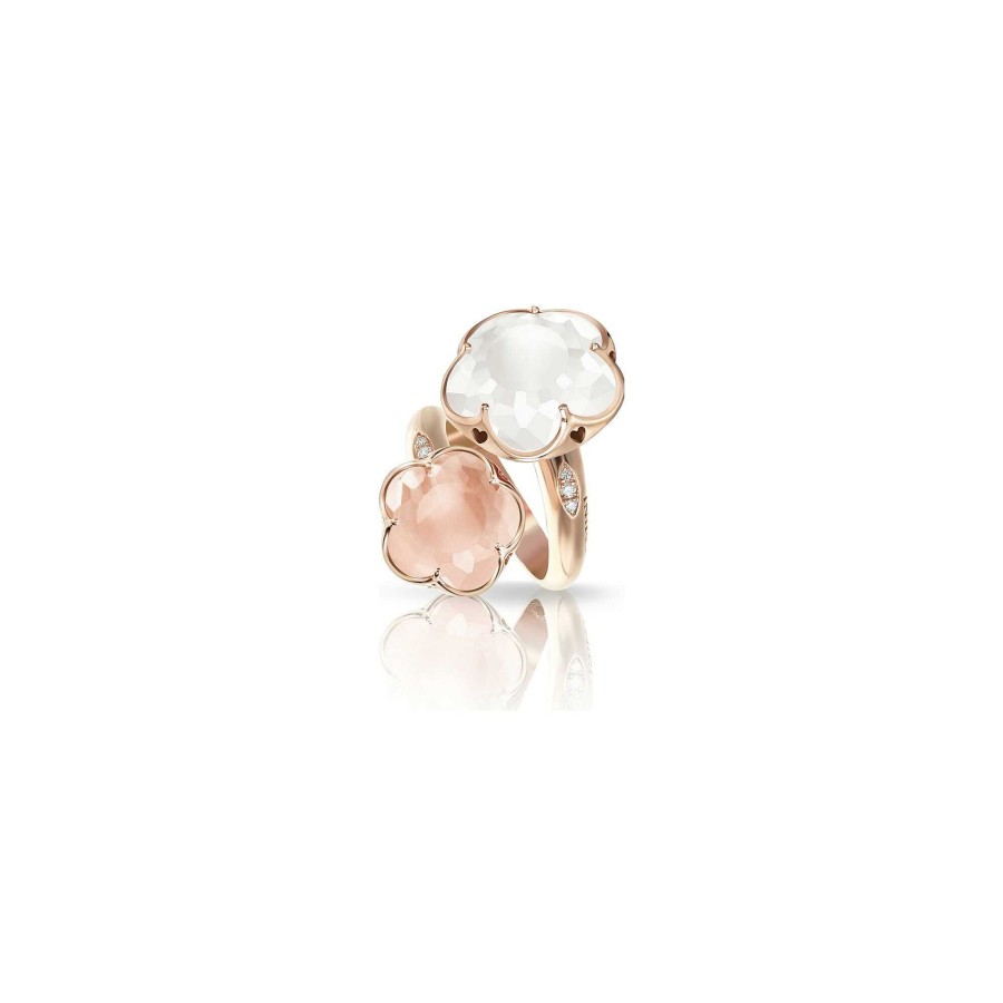 Bague Pasquale Bruni Bon Ton En Or Rose, Quartz Rose Et Quartz | Pasquale Bruni Online