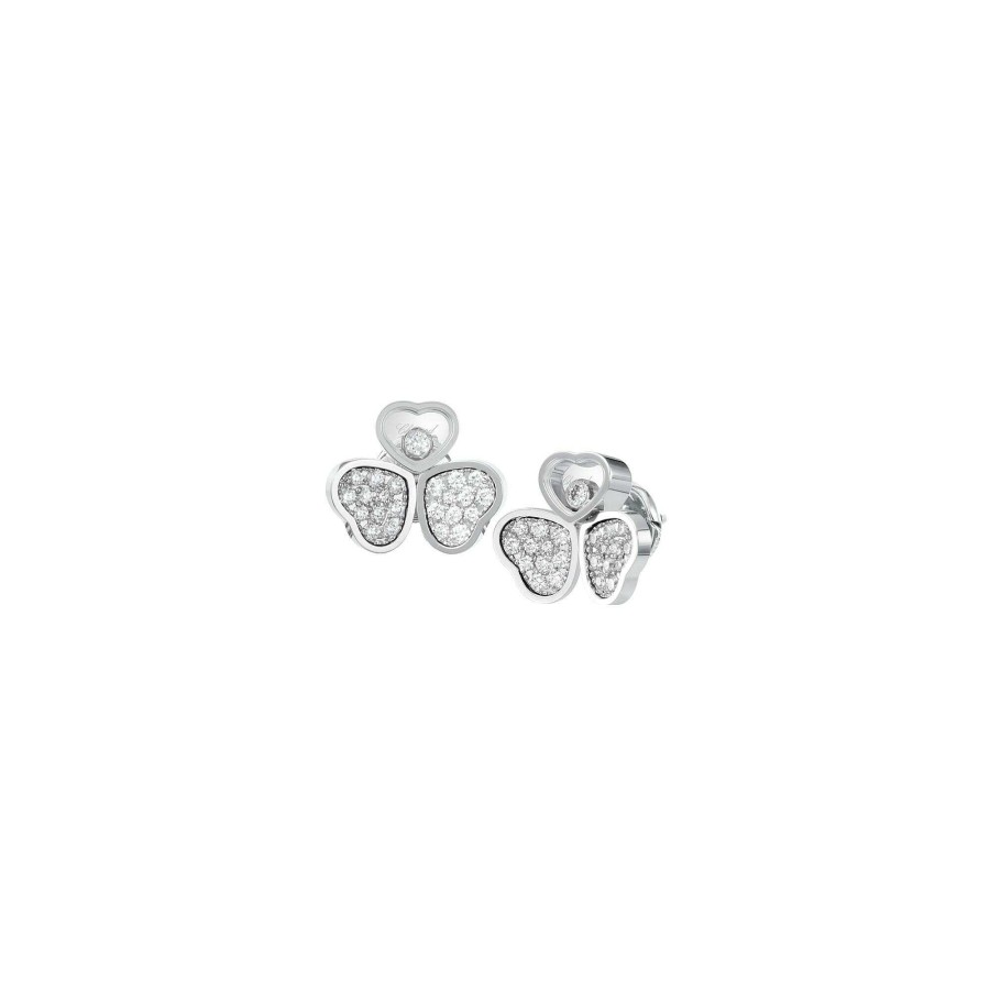 Boucles D'Oreilles Chopard Happy Hearts En Or Blanc Et Diamants | Chopard Hot