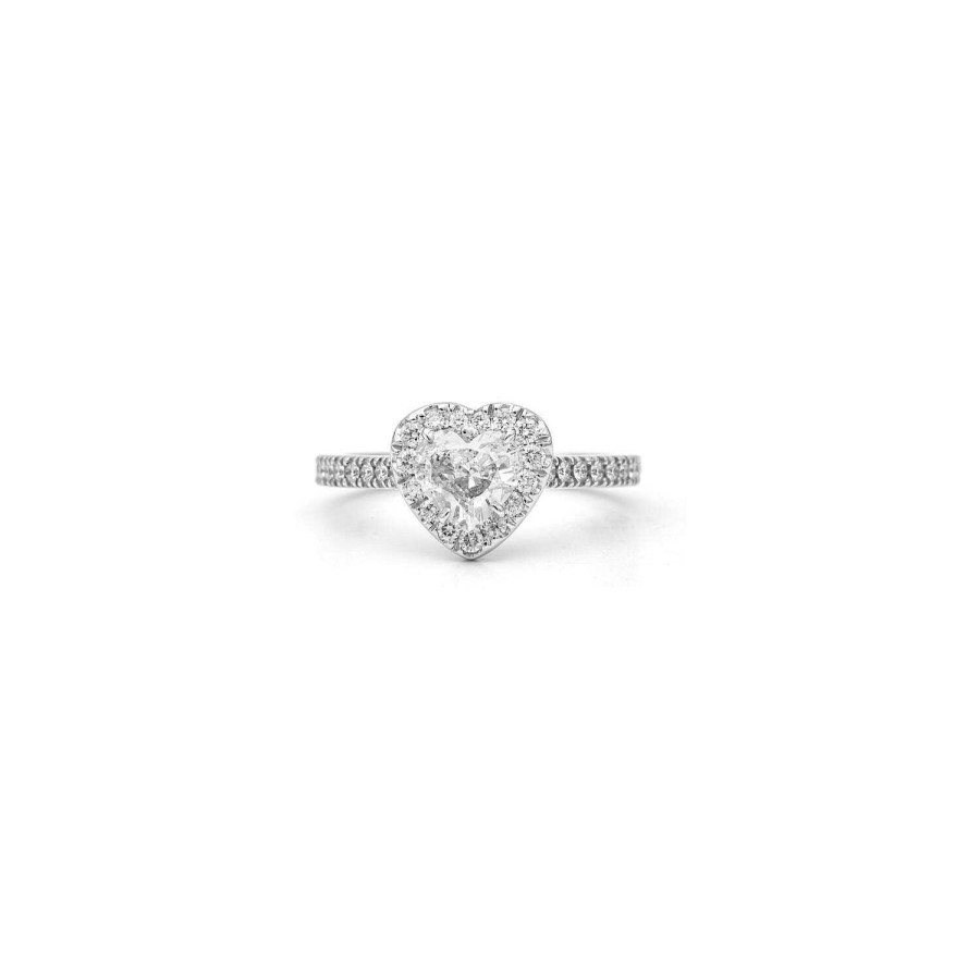 Bague Micropav E Diamant Coeur En Or Blanc | Dubail Hot