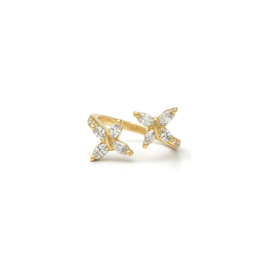 Bague Toi & Moi Papillons Navette En Or Jaune | Dubail Clearance