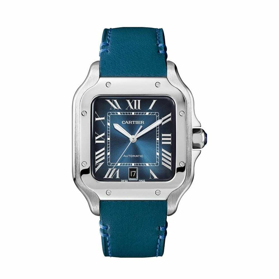 Montre Santos De Cartier Grand Mod Le, Mouvement Automatique, Acier, Bracelets M Tal Et Cuir Interchangeables | Cartier Best