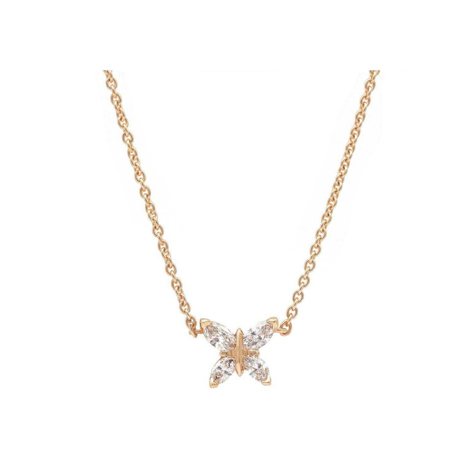 Pendentif Papillon Navette En Or Rose | Dubail Clearance