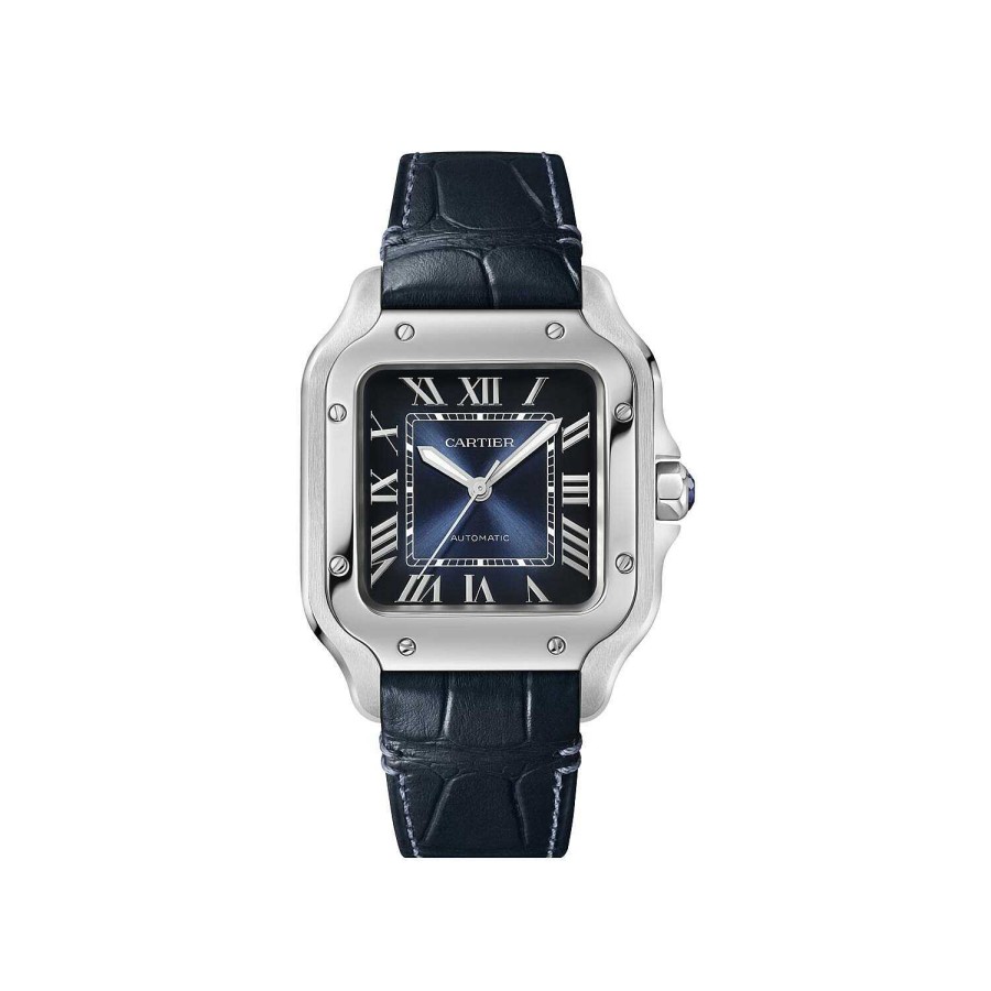 Montre Santos De Cartier, Moyen Mod Le, Mouvement Automatique, Acier, Bracelets M Tal Et Cuir Interchangeables | Cartier Best