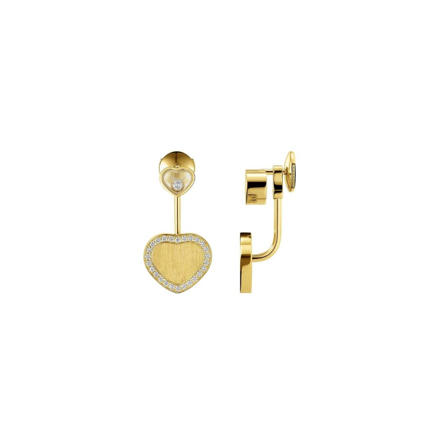 Boucles D'Oreilles Chopard Happy Hearts En Or Jaune Et Diamants | Chopard Clearance