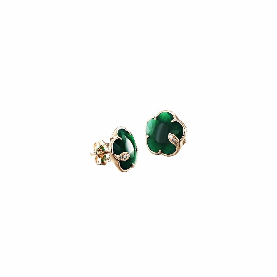 Boucles D'Oreilles Pasquale Bruni Petit Joli En Or Rose, Agate Verte Et Diamants | Pasquale Bruni Best