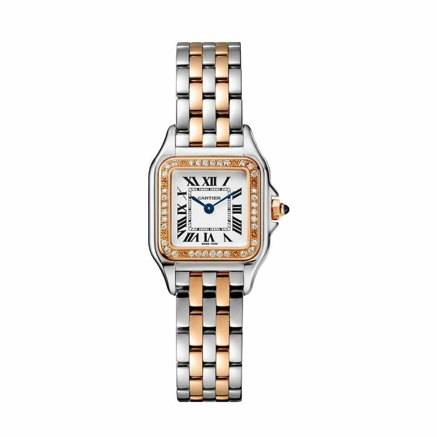 Montre Panth Re De Cartier Petit Mod Le, Mouvement Quartz, Or Rose, Acier, Diamants | Cartier Hot