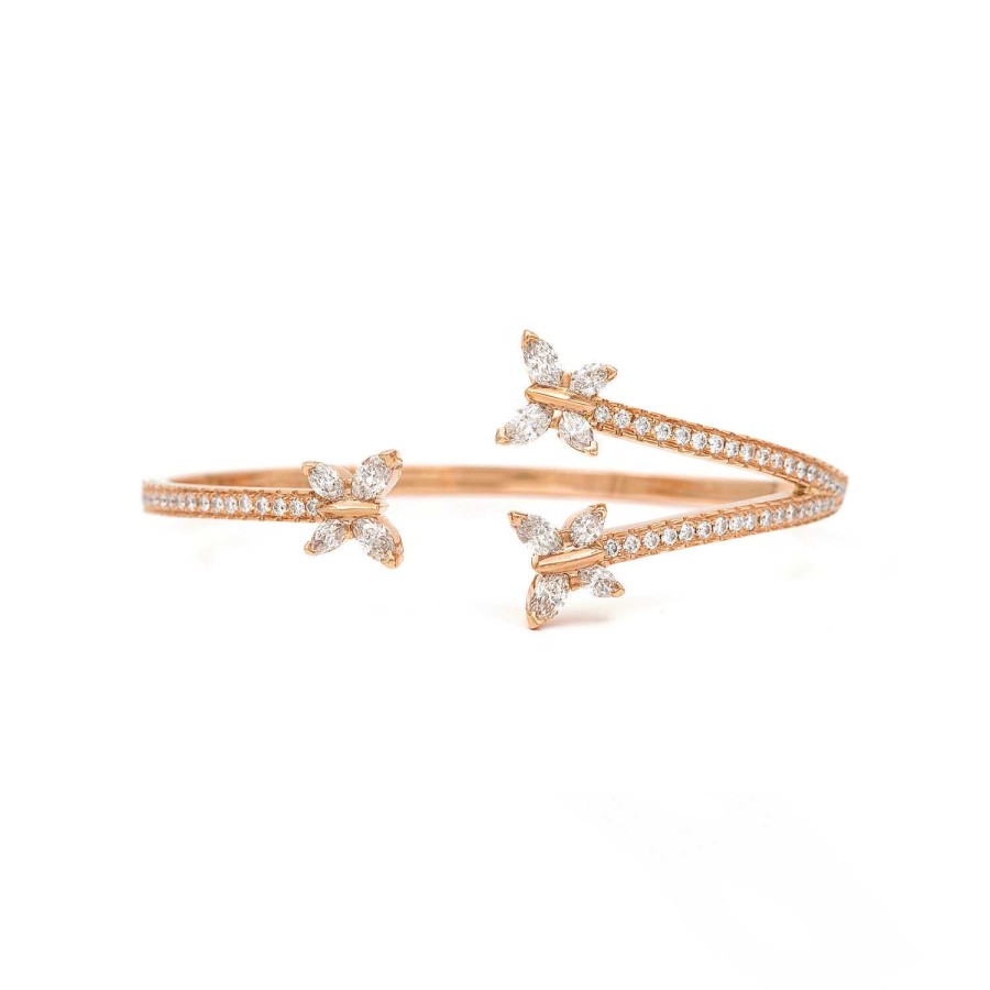 Bracelet Flex Papillons Navette En Or Rose | Dubail Best