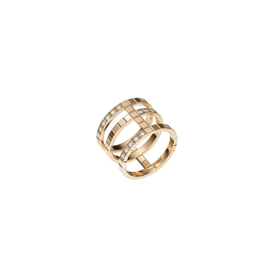 Bague Chopard Ice Cube En Or Rose Et Diamants, Taille 53 | Chopard Clearance