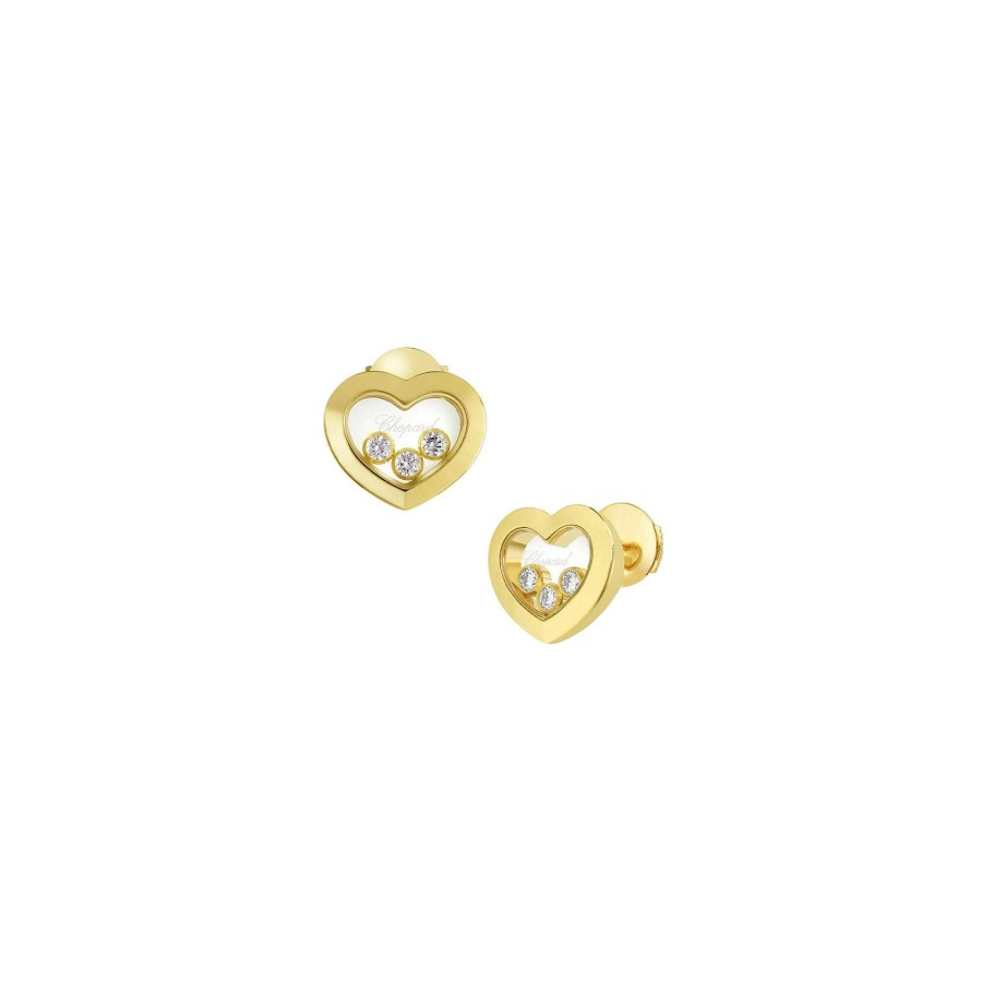 Boucles D'Oreilles Chopard Happy Diamonds En Or Jaune Et Diamants | Chopard Best