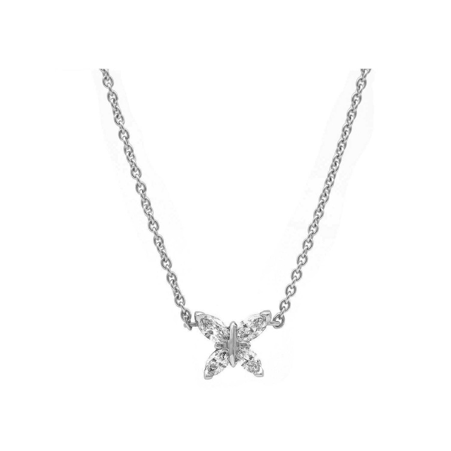 Pendentif Papillon Navette En Or Blanc | Dubail Hot