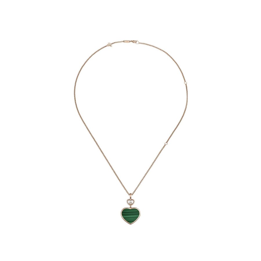 Pendentif Chopard Happy Hearts En Or Rose, Diamant Et Malachite | Chopard Wholesale