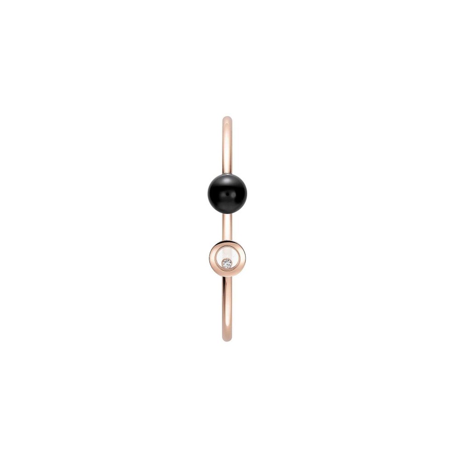 Bracelet Chopard Happy Diamonds En Or Rose, Diamant Et Onyx | Chopard Best