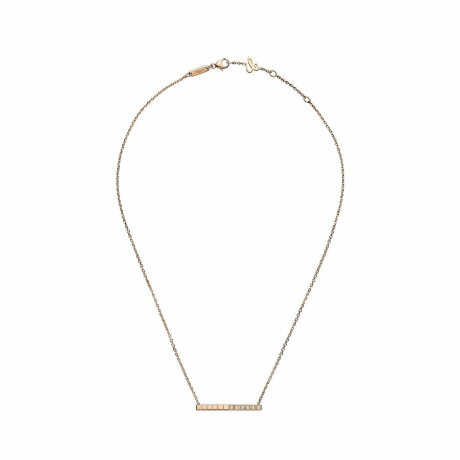 Collier Chopard Ice Cube Pure En Or Rose Et Diamants Semi-Sertis | Chopard Online