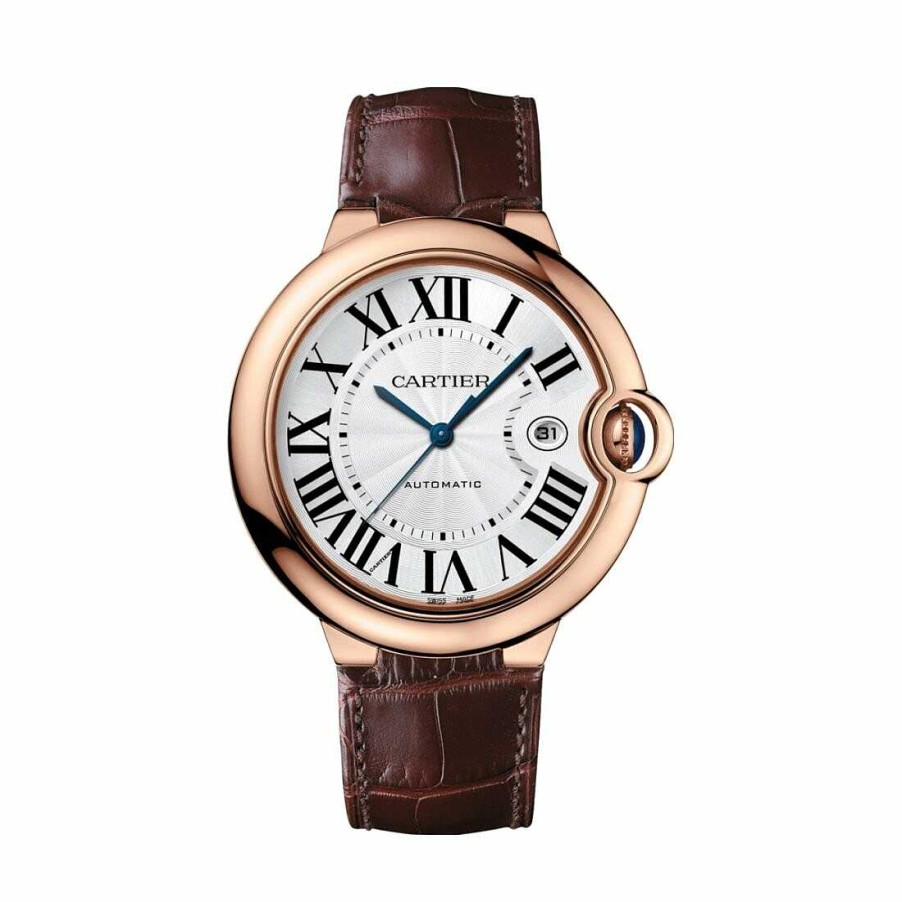 Montre Ballon Bleu De Cartier 42Mm, Mouvement Automatique, Or Rose, Cuir | Cartier Hot