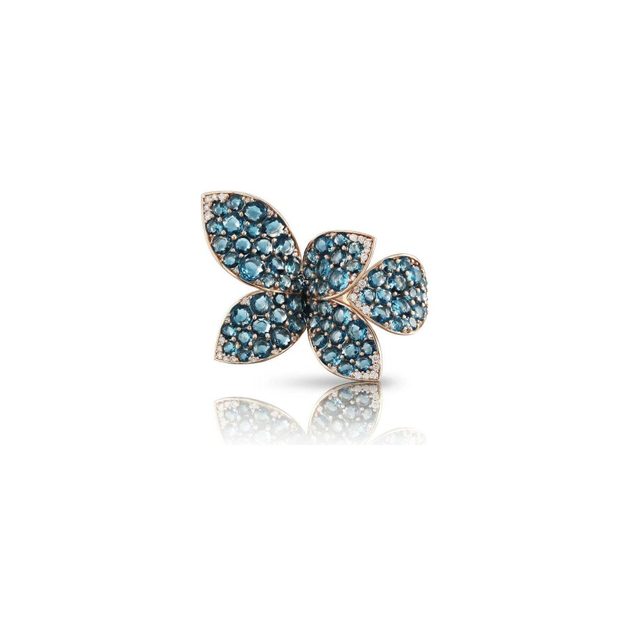 Bague Pasquale Bruni Giardini Segreti En Or Rose Et Topaze Bleu London | Pasquale Bruni Online